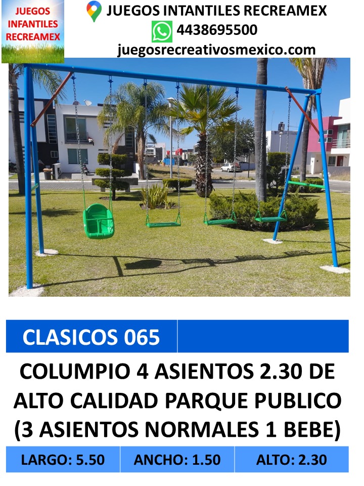 columpio 4 asientos calidad parque publico con 2.30m de alto